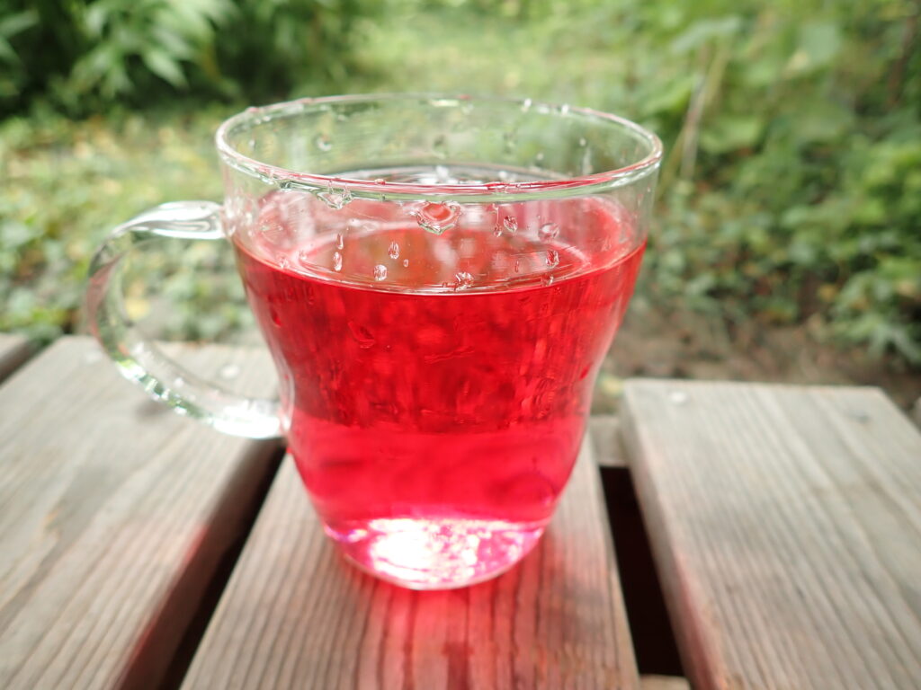 色鮮やかな赤紫蘇ジュース。